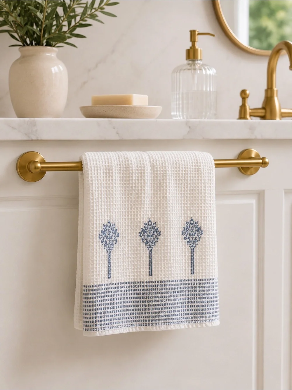 Inka Summer Snow Waffle Weave Hand Towels – Set of 2 – 15” x 24” NWT Handmade